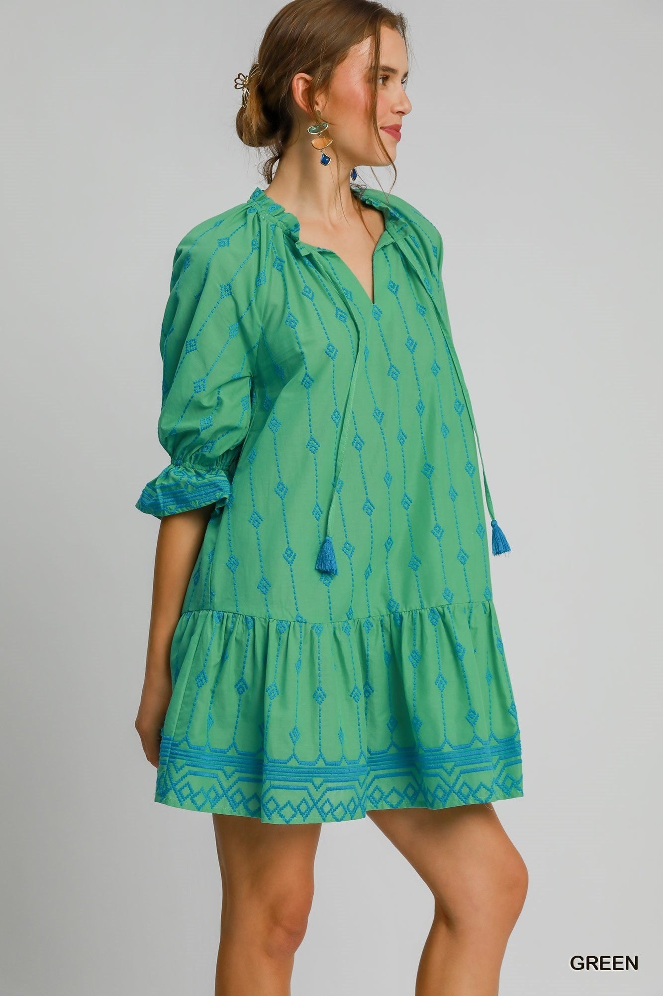 Gretchen Dress in Green & Blue