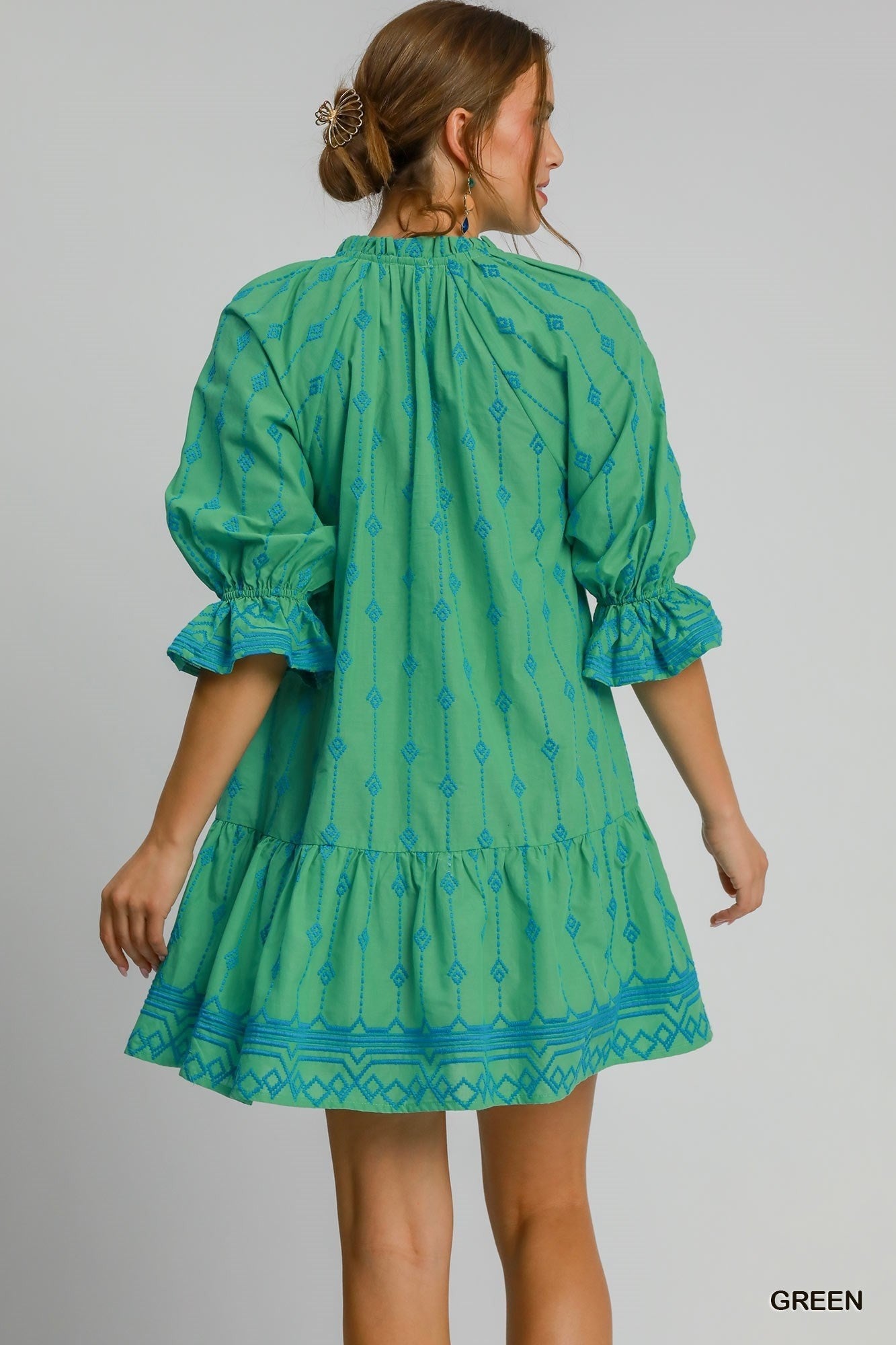 Gretchen Dress in Green & Blue